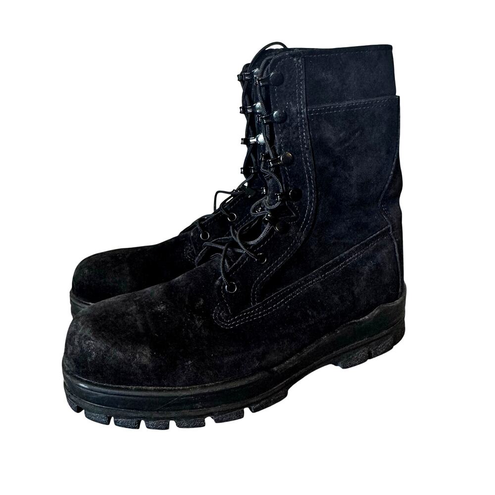 Bates DuraShock Boots Black Suede Vibram Steel Toe Combat Moto Women’s Size 10